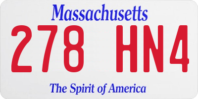 MA license plate 278HN4