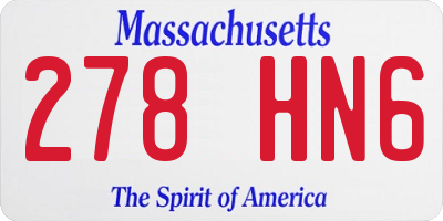 MA license plate 278HN6
