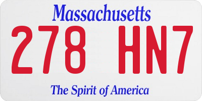 MA license plate 278HN7