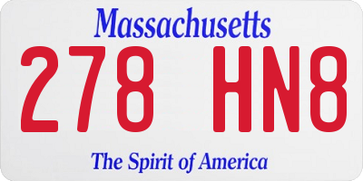 MA license plate 278HN8