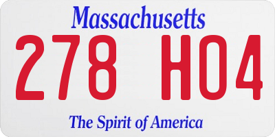 MA license plate 278HO4