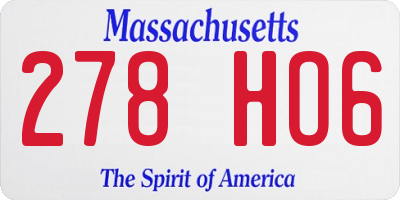MA license plate 278HO6