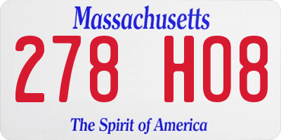 MA license plate 278HO8