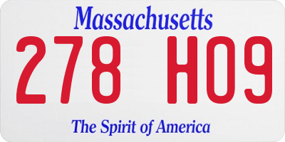 MA license plate 278HO9