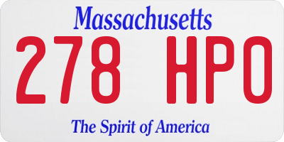MA license plate 278HP0