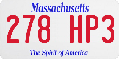 MA license plate 278HP3