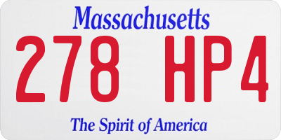 MA license plate 278HP4