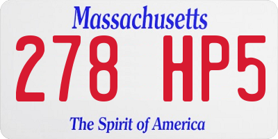 MA license plate 278HP5