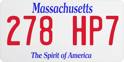 MA license plate 278HP7
