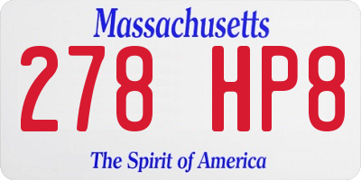 MA license plate 278HP8