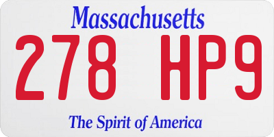 MA license plate 278HP9