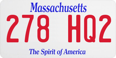 MA license plate 278HQ2