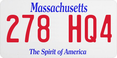 MA license plate 278HQ4
