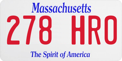 MA license plate 278HR0