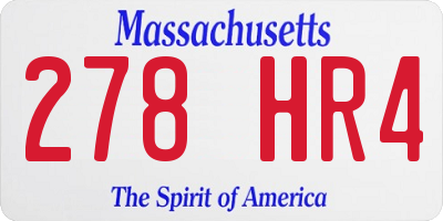 MA license plate 278HR4