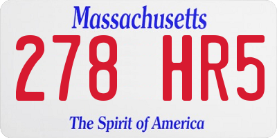 MA license plate 278HR5