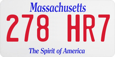 MA license plate 278HR7