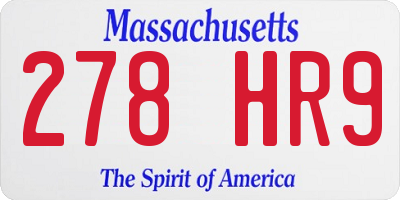 MA license plate 278HR9