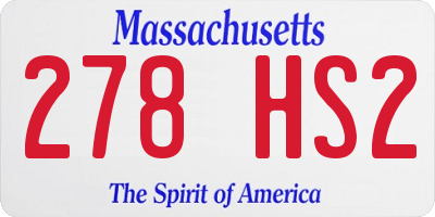 MA license plate 278HS2