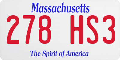 MA license plate 278HS3