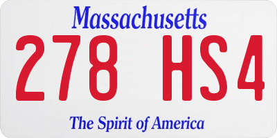 MA license plate 278HS4