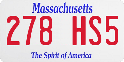 MA license plate 278HS5