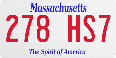MA license plate 278HS7