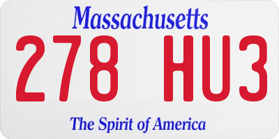 MA license plate 278HU3