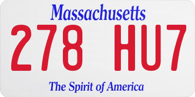 MA license plate 278HU7