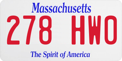 MA license plate 278HW0