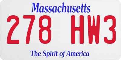 MA license plate 278HW3