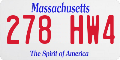 MA license plate 278HW4