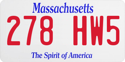 MA license plate 278HW5