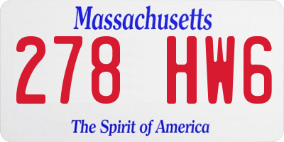 MA license plate 278HW6
