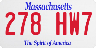 MA license plate 278HW7