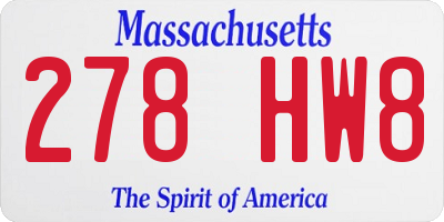 MA license plate 278HW8