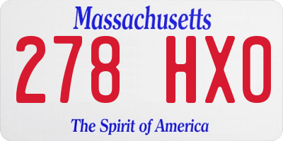 MA license plate 278HX0