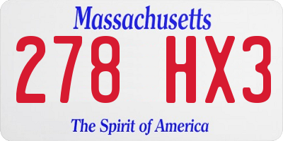 MA license plate 278HX3