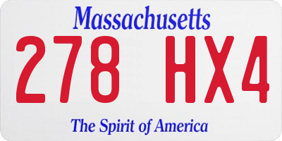 MA license plate 278HX4