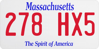 MA license plate 278HX5