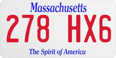 MA license plate 278HX6