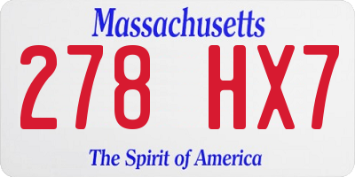 MA license plate 278HX7