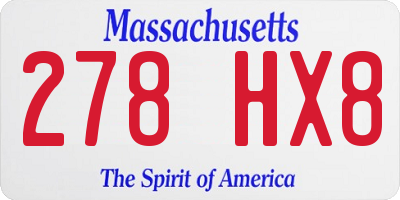 MA license plate 278HX8