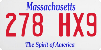 MA license plate 278HX9