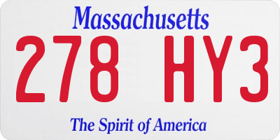 MA license plate 278HY3