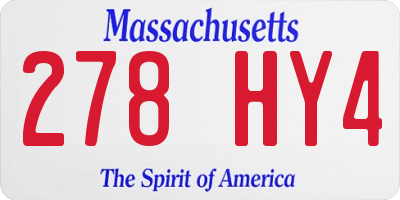 MA license plate 278HY4