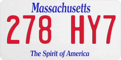 MA license plate 278HY7