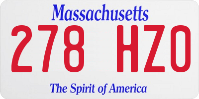 MA license plate 278HZ0