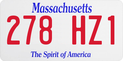 MA license plate 278HZ1