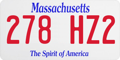 MA license plate 278HZ2